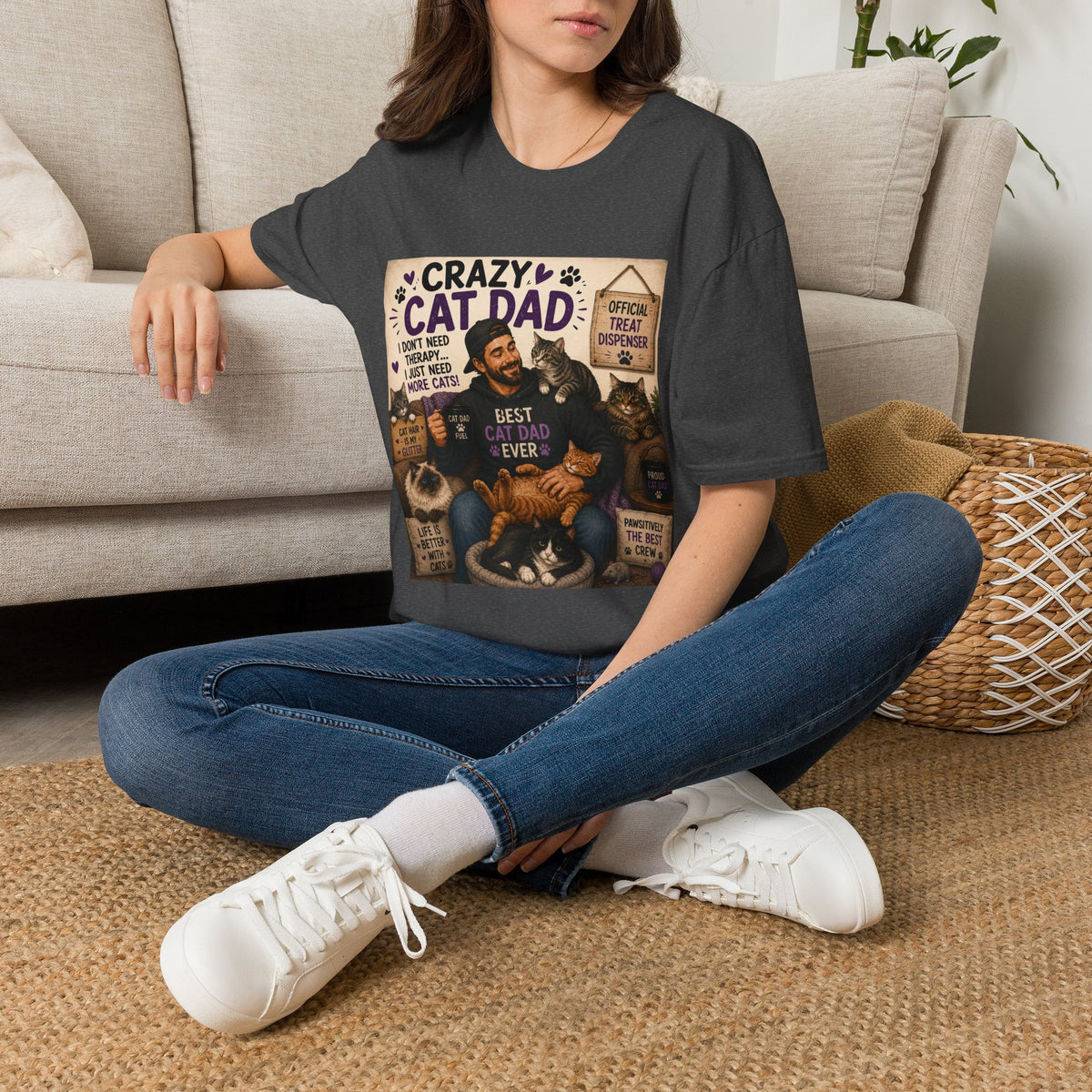Crazy Cat Dad T-Shirt – "I Don't Need Therapy, I Just Need More Cats" Cat Lover Tee