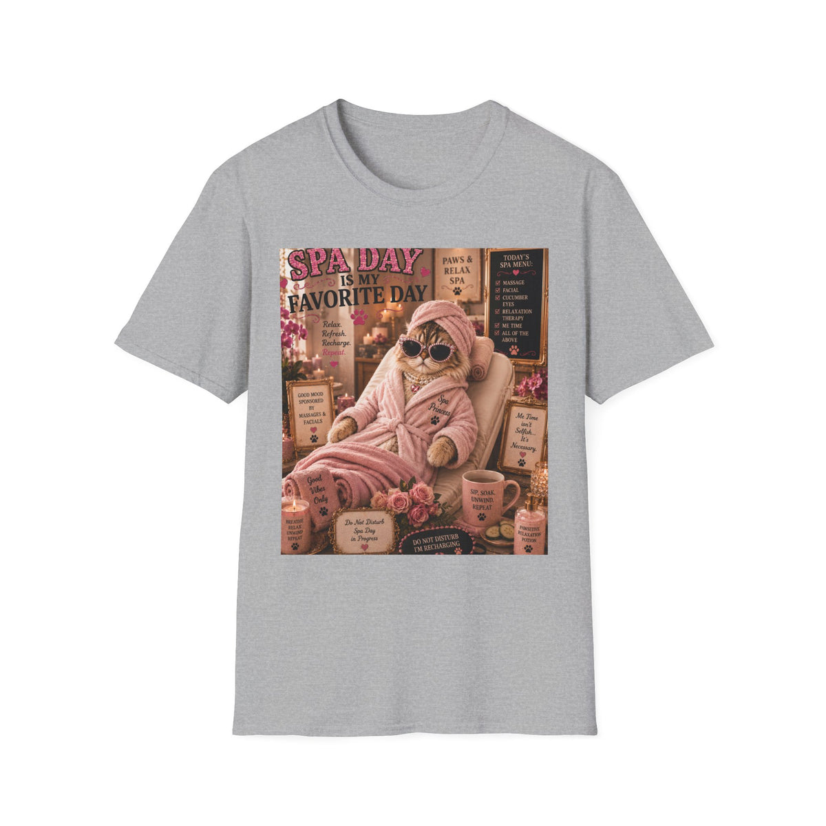 Spa Day Is My Favorite Day | Classy Cats™ T-Shirt | Funny Spa Cat Shirt | Self-Care Gift | Cat Mom Tee | Relaxation & Wellness Apparel