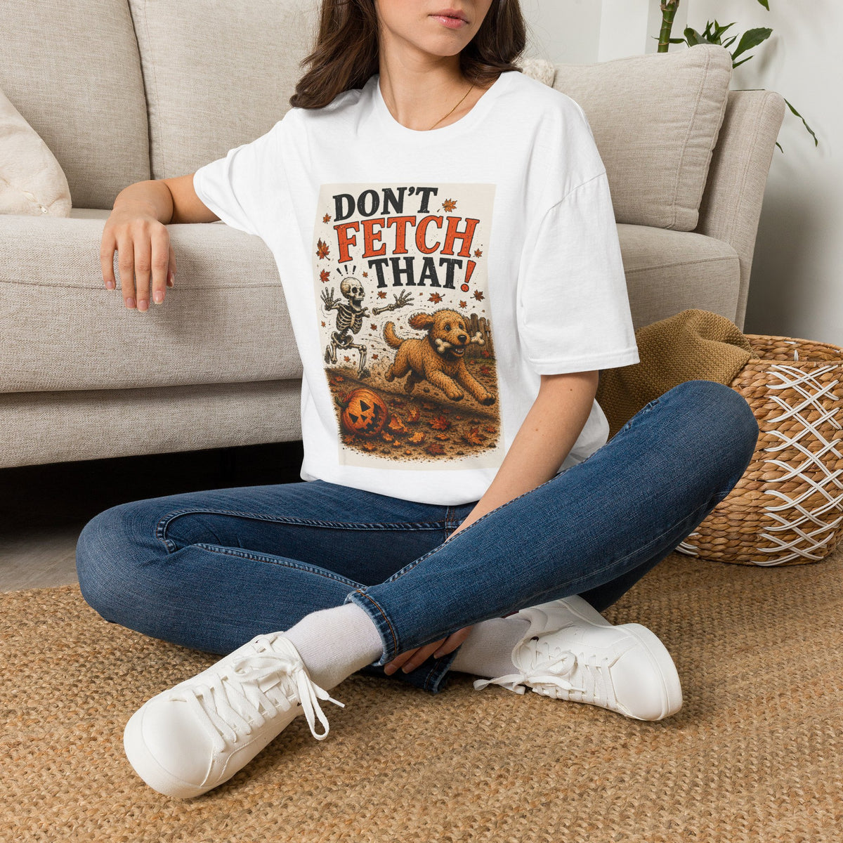 Funny Halloween Dog Shirt – Don't Fetch That! | Skeleton Dog T-Shirt | Vintage Halloween Tee | Dog Lover Gift | Fall Graphic Tee | Cute Spooky Shirt
