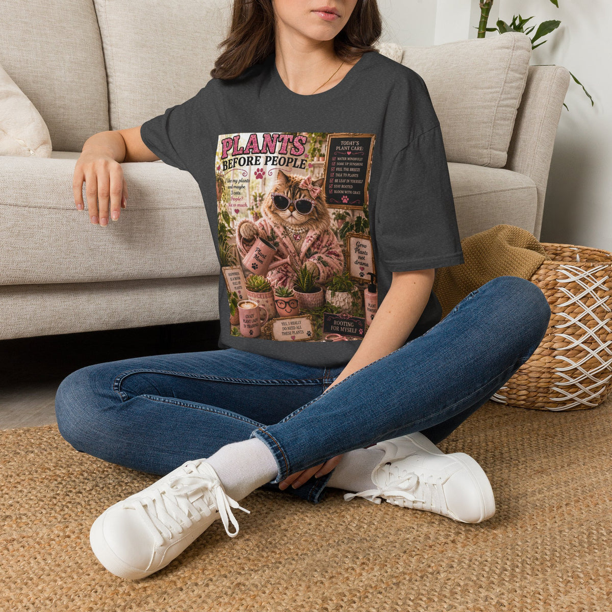 Plants Before People | Classy Cats™ T-Shirt | Funny Plant Lover Cat Shirt | Plant Mom Gift | Houseplant Lover Tee | Gardening & Botanical Apparel
