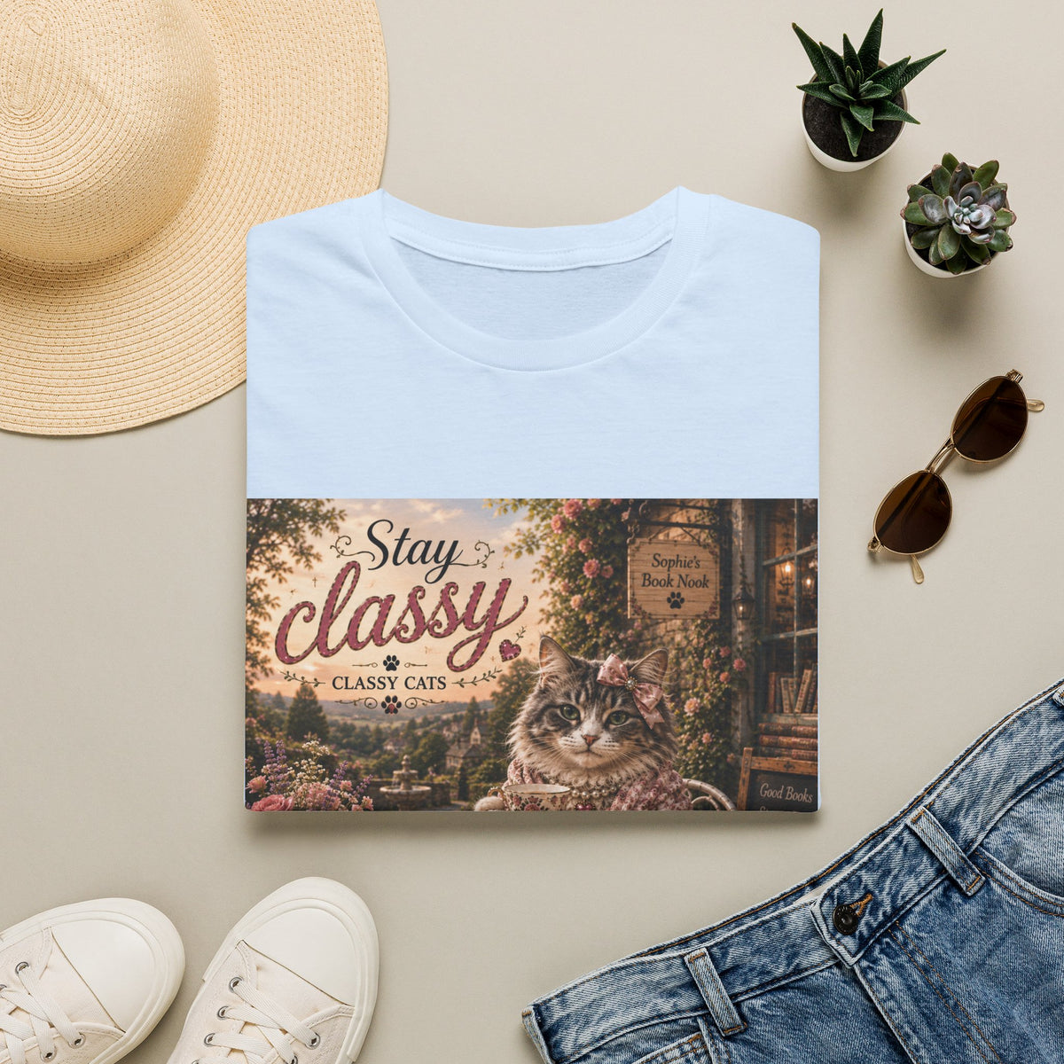 Stay Classy Cat T-Shirt — Vintage Cozy Cat Graphic Tee