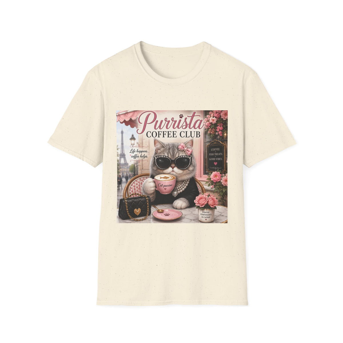 Purrista Coffee Club | Classy Cats™ T-Shirt | Funny Coffee Cat Shirt | Cat Mom Gift | Paris Café Cat Tee | Coffee Lover Apparel