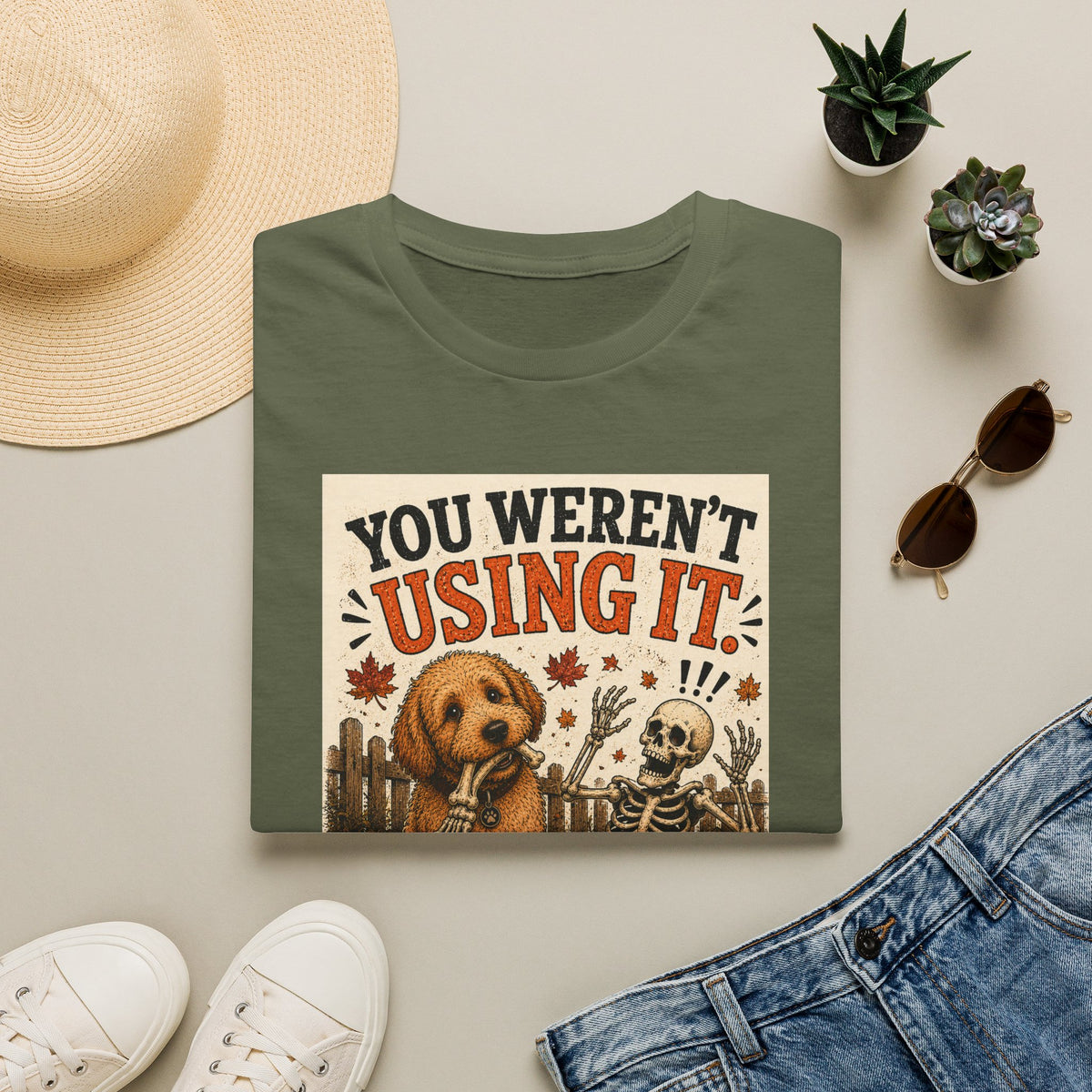 Funny Halloween Dog Shirt – You Weren't Using It! | Skeleton Dog T-Shirt | Vintage Halloween Tee | Dog Lover Gift | Cute Fall Graphic Tee