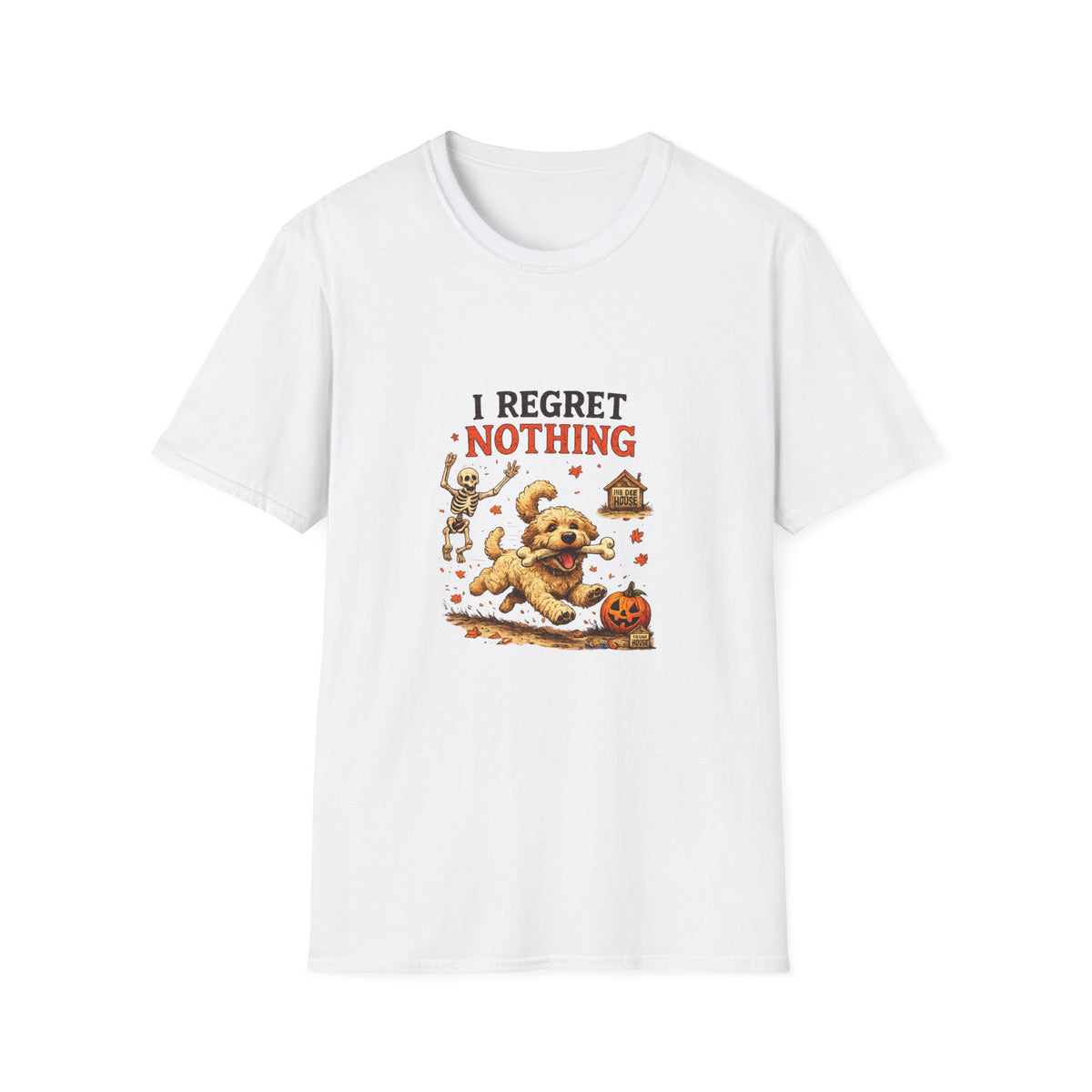 Funny Halloween Dog Shirt – I Regret Nothing | Skeleton Dog T-Shirt | Vintage Halloween Tee | Dog Lover Gift | Fall Graphic Tee