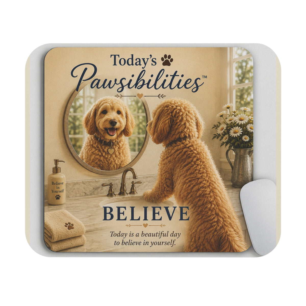 Today's Pawsibilities™ – Believe Mouse Pad | Inspirational Desk Accessory | Gift for Dog Lovers
