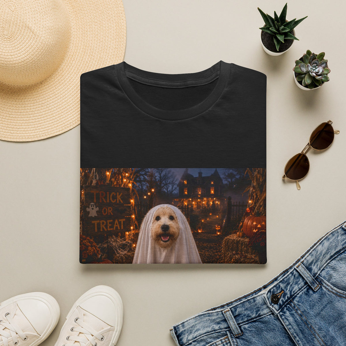 Trick or Treat | Maddie's Ghost Costume™ Halloween T-Shirt | Cute Dog Halloween Shirt | The Dog House™ Fall Collection