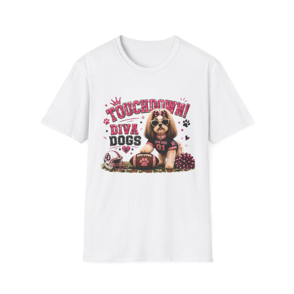 Touchdown!™ | Diva Dogs™ | Football Dog Lover T-Shirt | Glam Game Day Boutique Tee