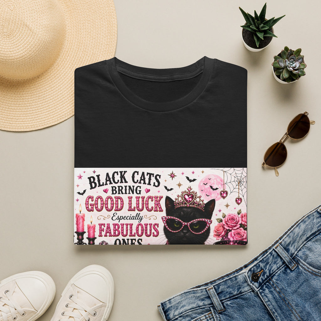 Black Cats Bring Good Luck... Especially Fabulous Ones! | Classy Cats™ Halloween T-Shirt | Funny Black Cat Shirt | Cat Mom Gift | Halloween Cat Lover Tee