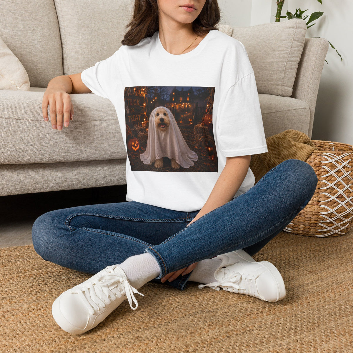 Trick or Treat | Maddie's Ghost Costume™ Halloween T-Shirt | Cute Dog Halloween Shirt | The Dog House™ Fall Collection