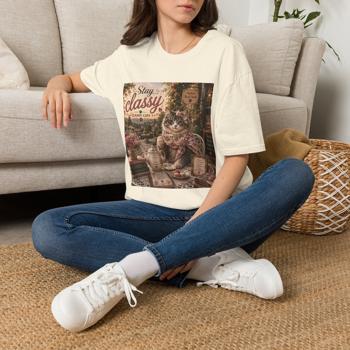 Stay Classy Cat T-Shirt — Vintage Cozy Cat Graphic Tee