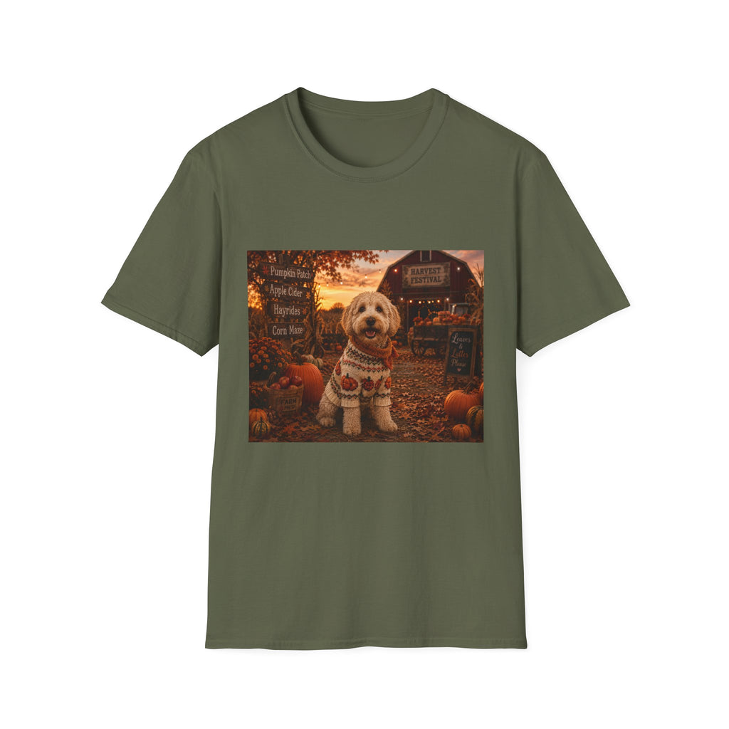 Leaves & Lattes Please | Maddie's Harvest Festival™ | Cozy Fall Dog Lover T-Shirt | Autumn Farmhouse Shirt