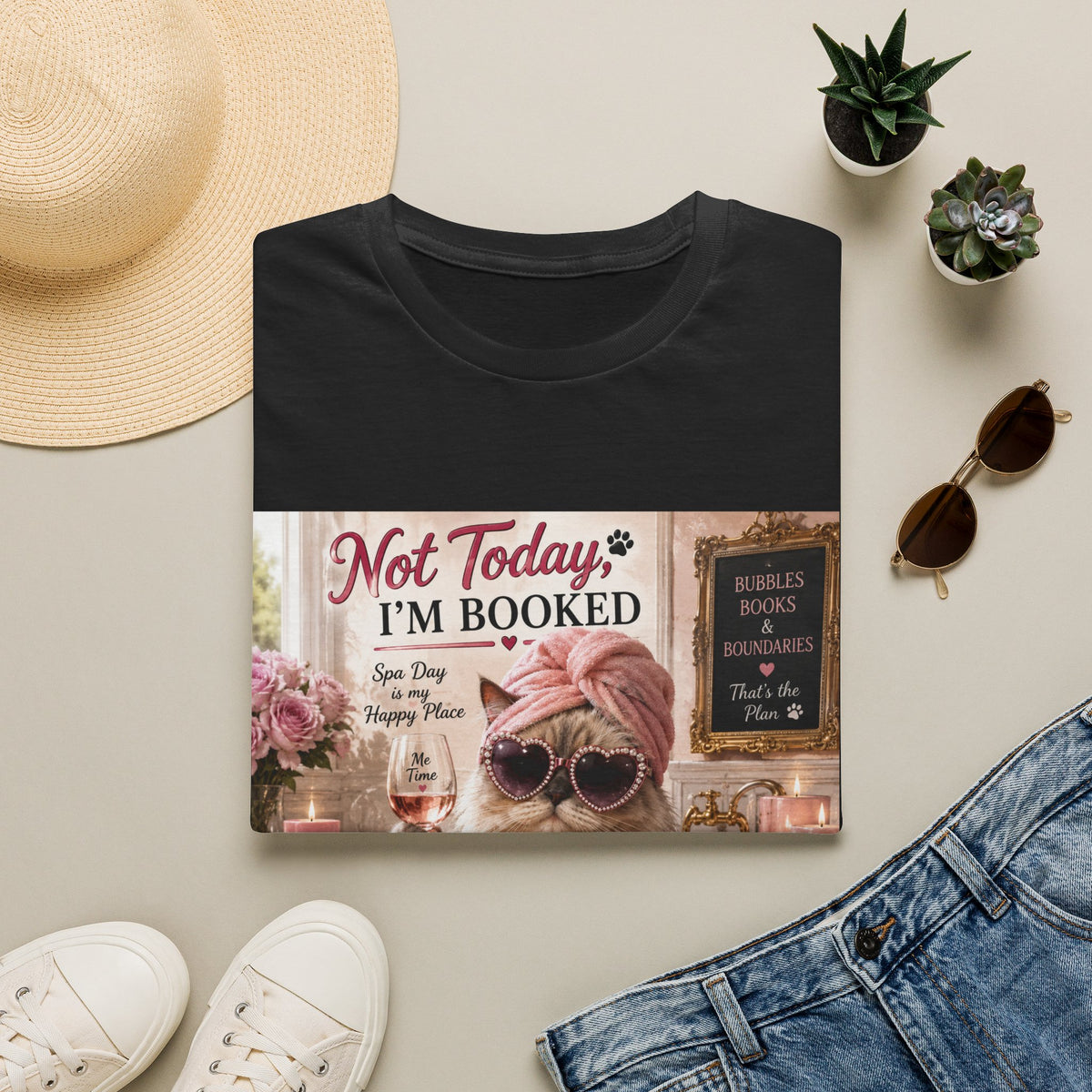 Not Today, I'm Booked | Classy Cats™ Spa Day T-Shirt | Funny Cat Lover Shirt | Self-Care Cat Tee | Cat Mom Gift | Cozy Cat Apparel
