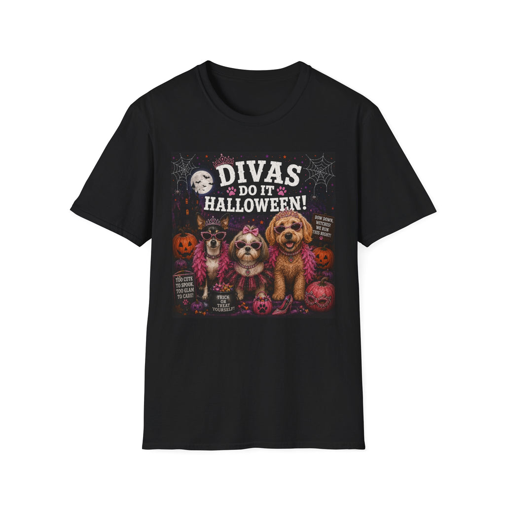 Funny Halloween Dog Shirt – Divas Do Halloween! | Glam Halloween Dog T-Shirt | Diva Dogs™ Collection | Cute Dog Lover Tee | Dog Mom Gift