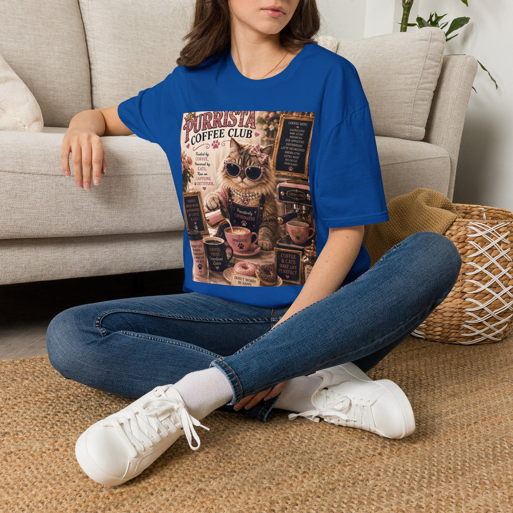 Purrista Coffee Club™ Barista | Classy Cats™ T-Shirt | Funny Coffee Cat Shirt | Cat Mom Gift | Coffee Lover Tee | Café Style Apparel