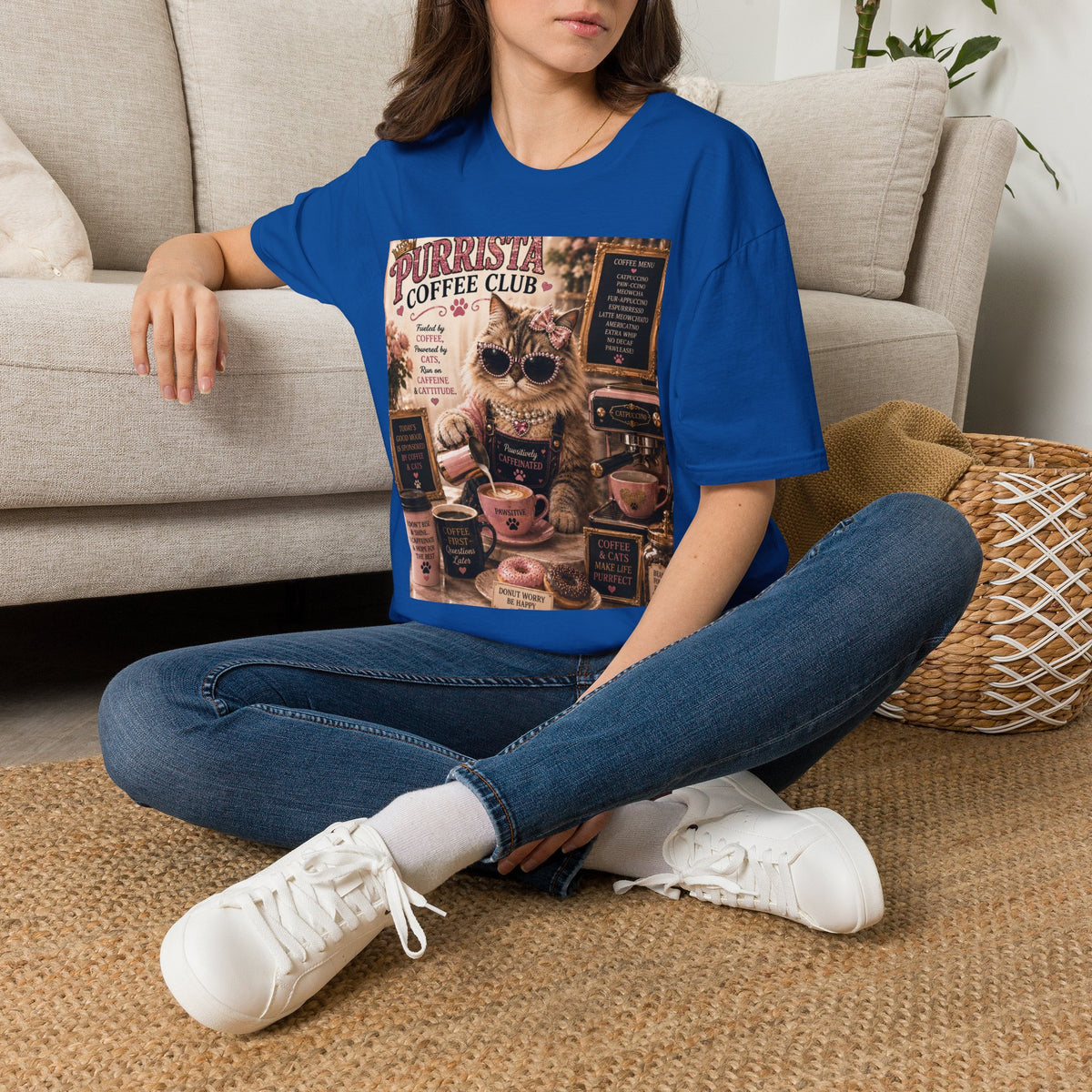 Purrista Coffee Club™ Barista | Classy Cats™ T-Shirt | Funny Coffee Cat Shirt | Cat Mom Gift | Coffee Lover Tee | Café Style Apparel