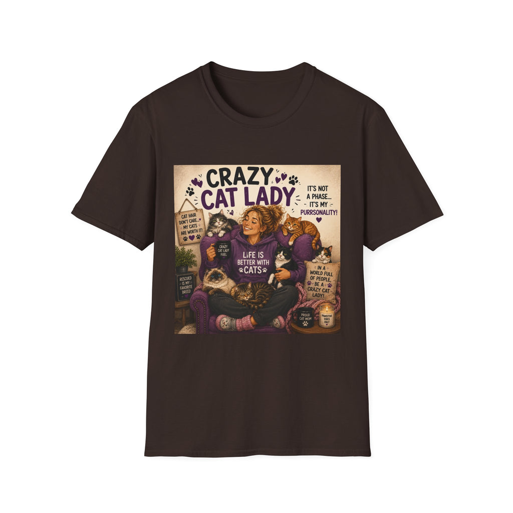 Crazy Cat Lady T-Shirt — "It's Not a Phase, It's My Purrsonality" Cat Mom Tee