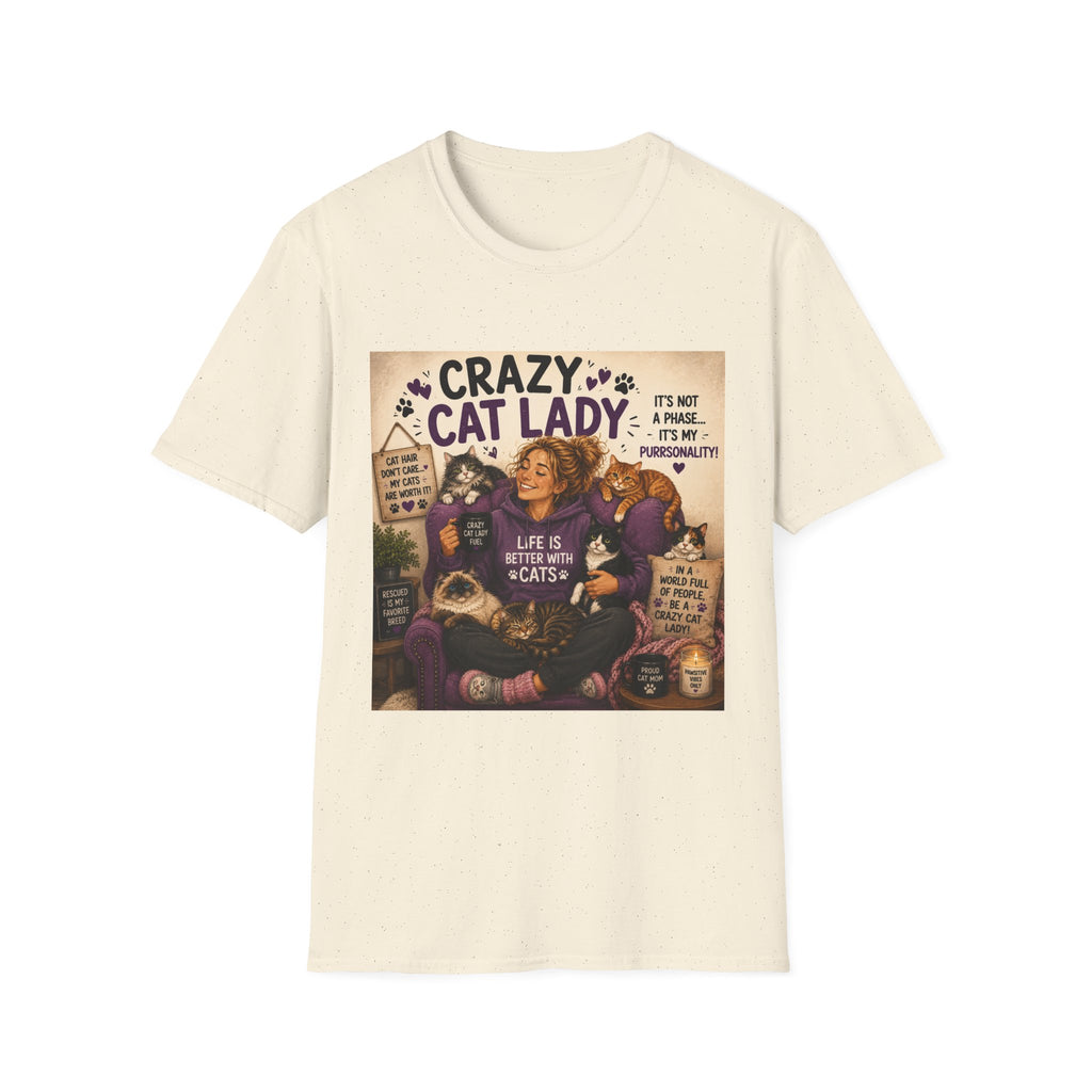 Crazy Cat Lady T-Shirt — "It's Not a Phase, It's My Purrsonality" Cat Mom Tee