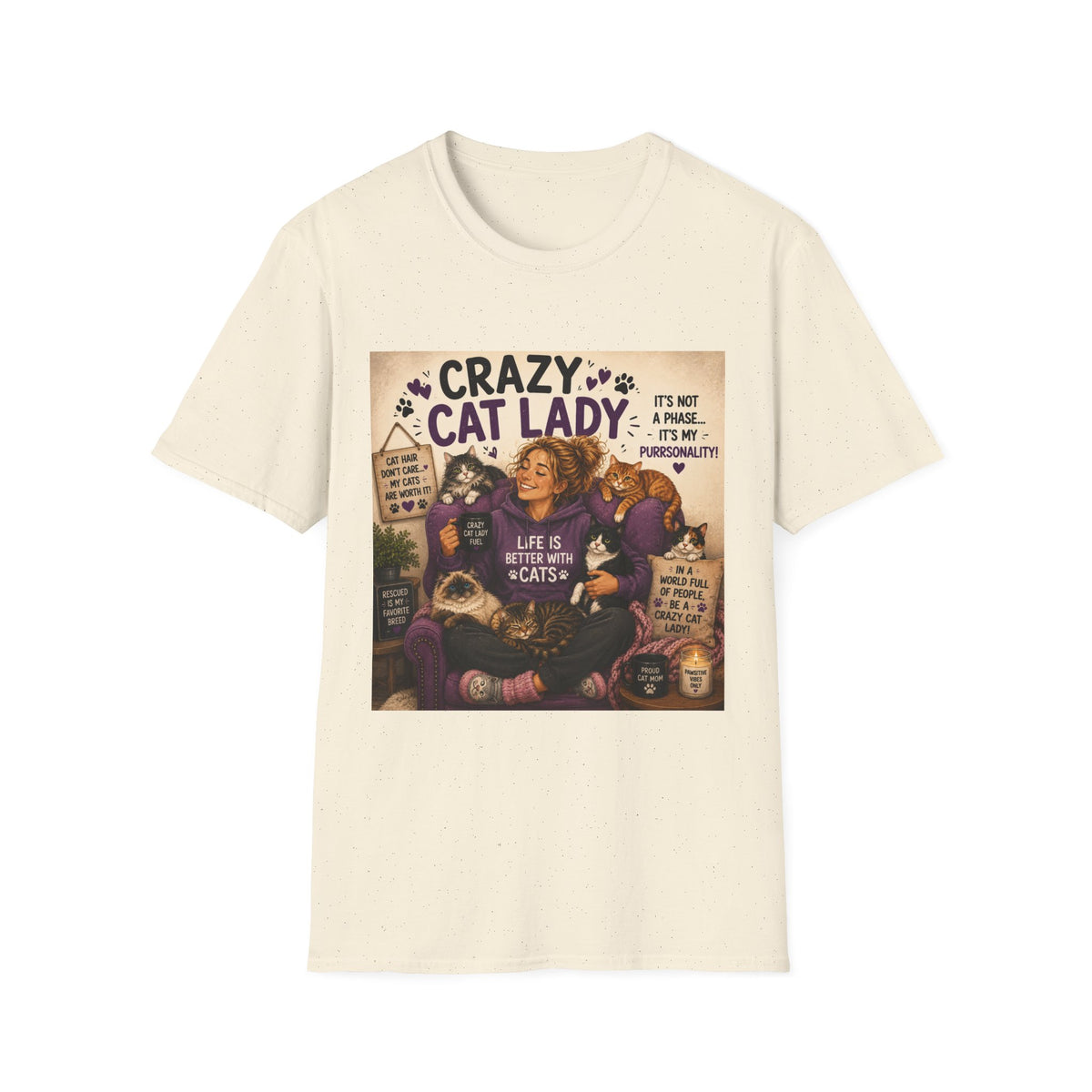 Crazy Cat Lady T-Shirt — "It's Not a Phase, It's My Purrsonality" Cat Mom Tee