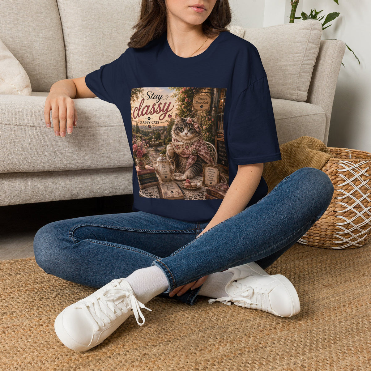 Stay Classy Cat T-Shirt — Vintage Cozy Cat Graphic Tee