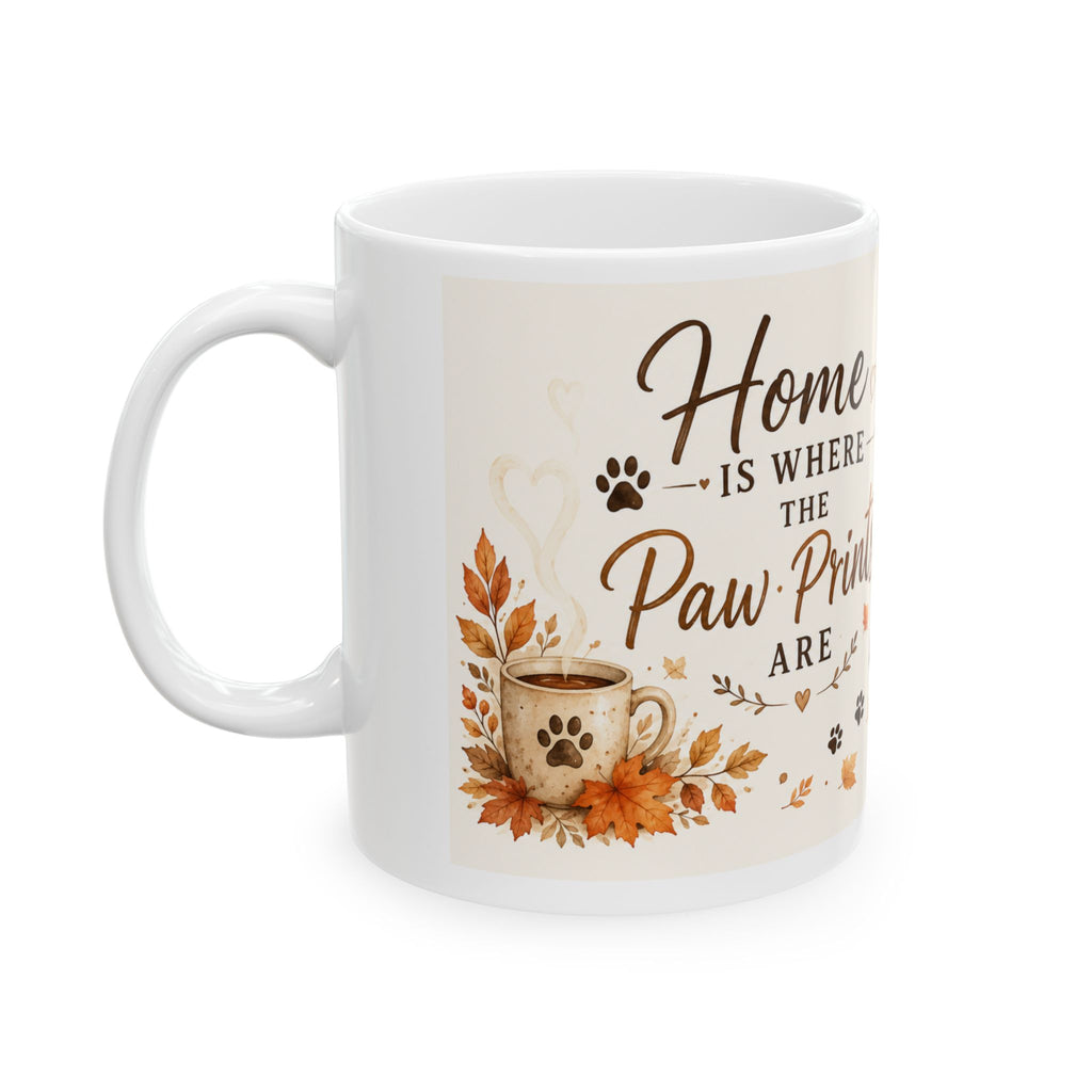 Home Is Where the Paw Prints Are | Fall Dog Lover Coffee Mug | Cozy Autumn Ceramic Mug