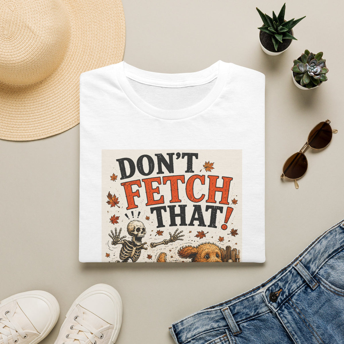Funny Halloween Dog Shirt – Don't Fetch That! | Skeleton Dog T-Shirt | Vintage Halloween Tee | Dog Lover Gift | Fall Graphic Tee | Cute Spooky Shirt