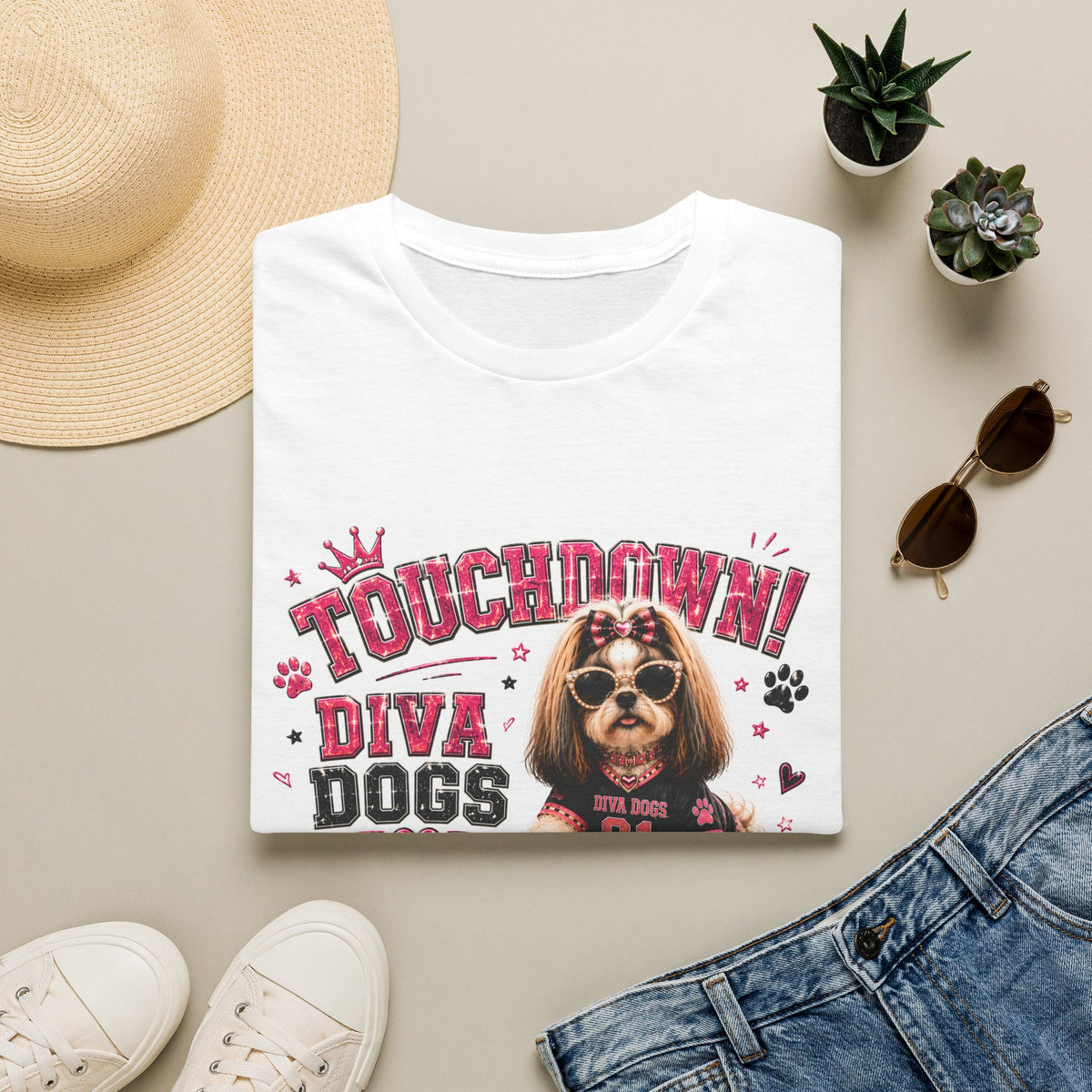 Touchdown!™ | Diva Dogs™ | Football Dog Lover T-Shirt | Glam Game Day Boutique Tee