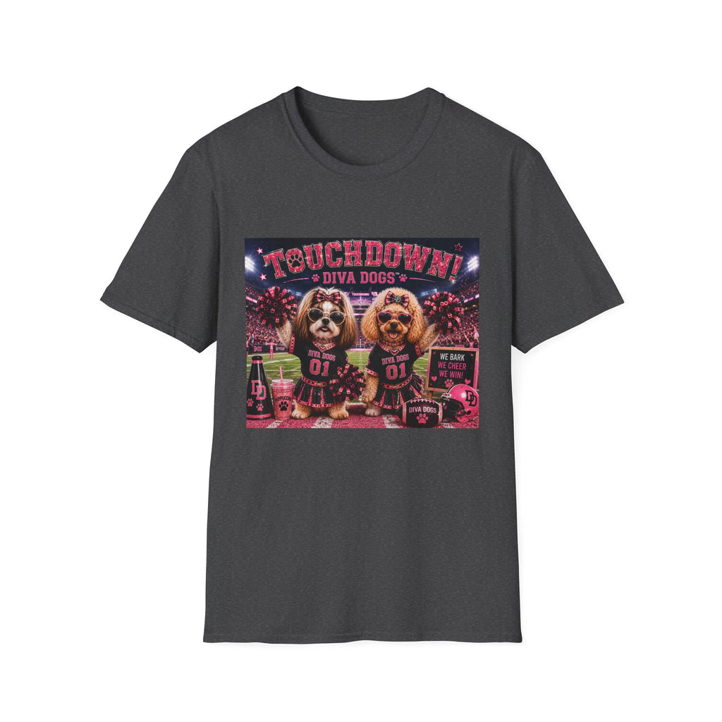 We Bark. We Cheer. We Win!™ | Diva Dogs™ | Football Game Day Dog Lover T-Shirt | Stadium Spirit Edition