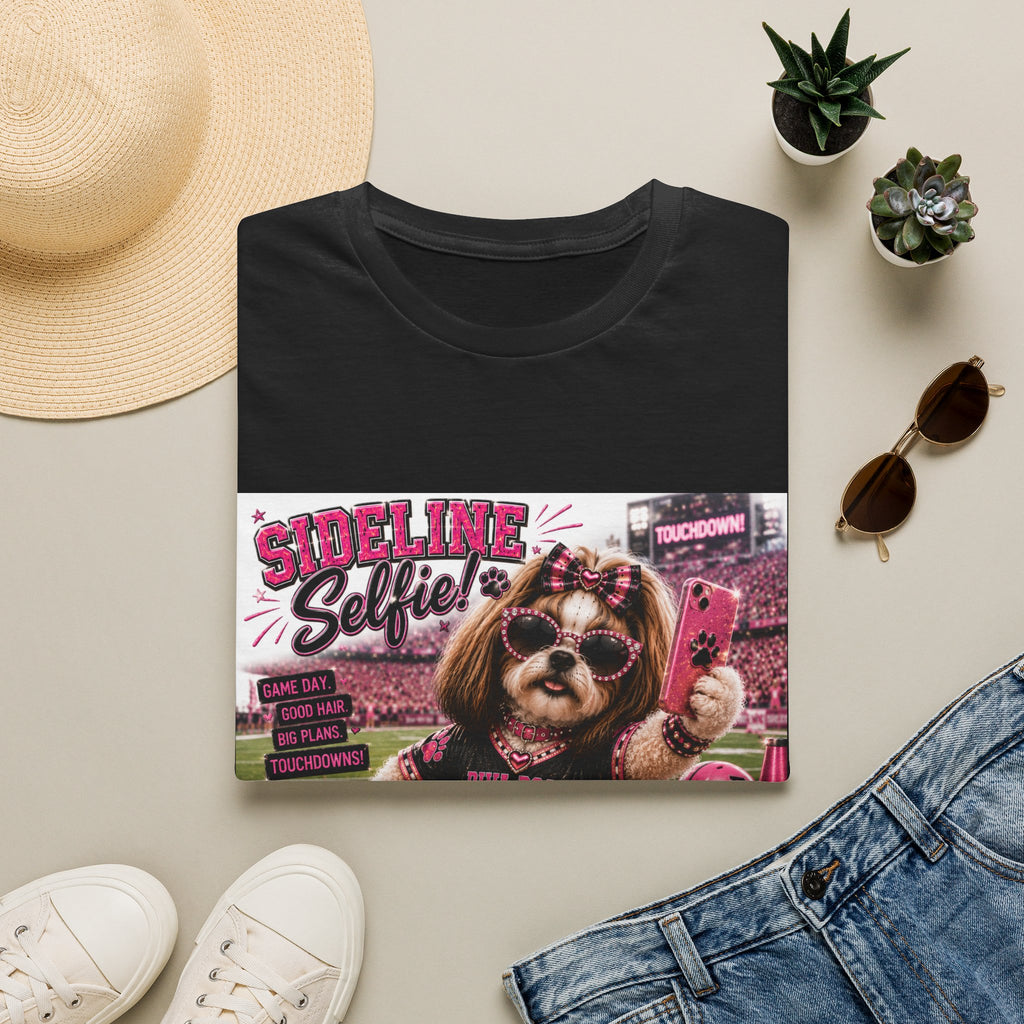 Sideline Selfie!™ | Diva Dogs™ | Funny Football Dog Lover T-Shirt | Glam Game Day Selfie Tee