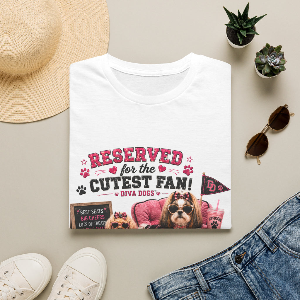 Reserved for the Cutest Fan!™ | Diva Dogs™ | Football Game Day Dog Lover T-Shirt | VIP Fan Edition