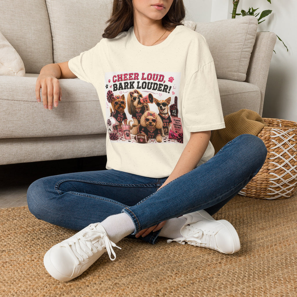Cheer Loud, Bark Louder!™ | Diva Dogs™ | Football Game Day Dog Lover T-Shirt | Glam Tailgate Tee