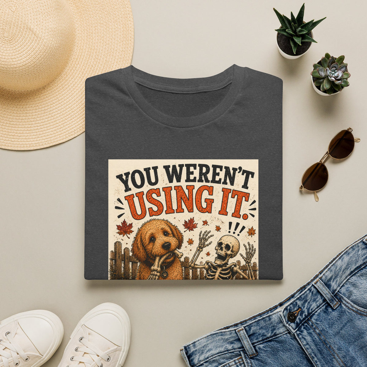 Funny Halloween Dog Shirt – You Weren't Using It! | Skeleton Dog T-Shirt | Vintage Halloween Tee | Dog Lover Gift | Cute Fall Graphic Tee