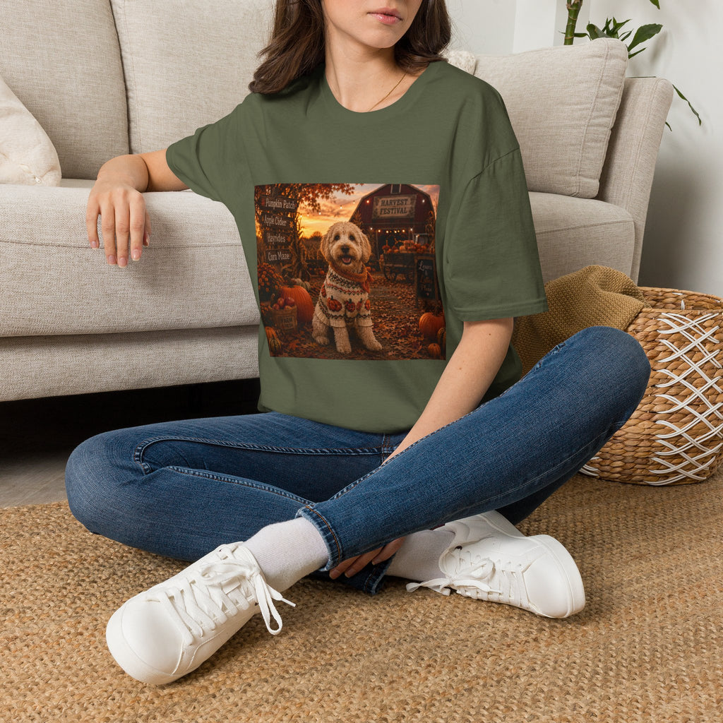 Leaves & Lattes Please | Maddie's Harvest Festival™ | Cozy Fall Dog Lover T-Shirt | Autumn Farmhouse Shirt
