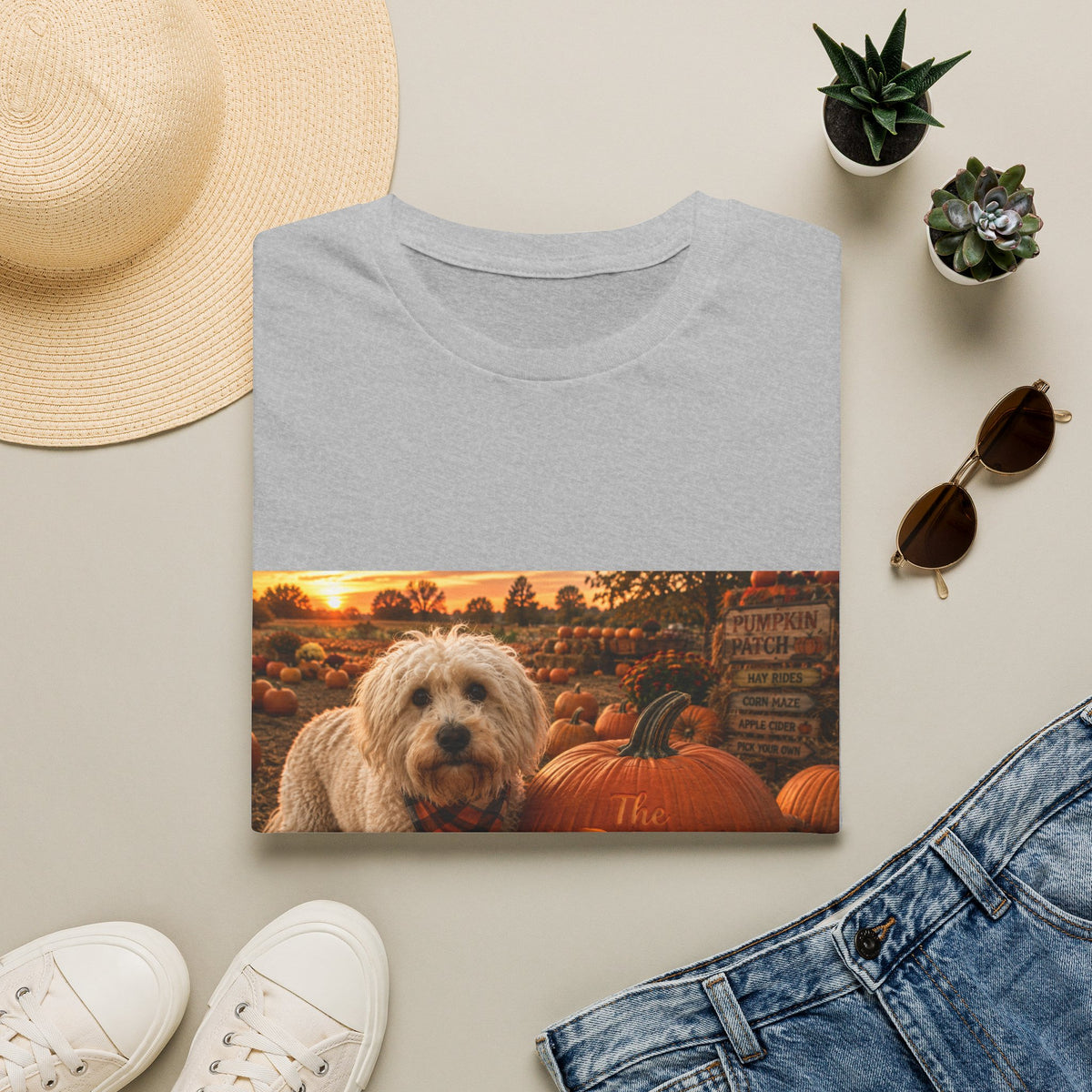 Welcome to The Dog House™ Pumpkin Patch | Maddie's Fall Pumpkin T-Shirt | Cozy Autumn Dog Lover Shirt