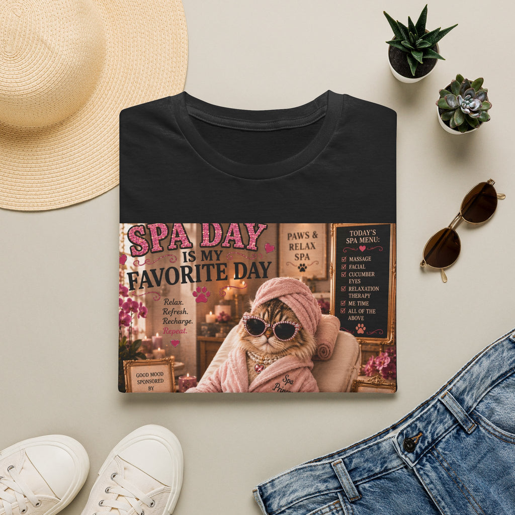 Spa Day Is My Favorite Day | Classy Cats™ T-Shirt | Funny Spa Cat Shirt | Self-Care Gift | Cat Mom Tee | Relaxation & Wellness Apparel