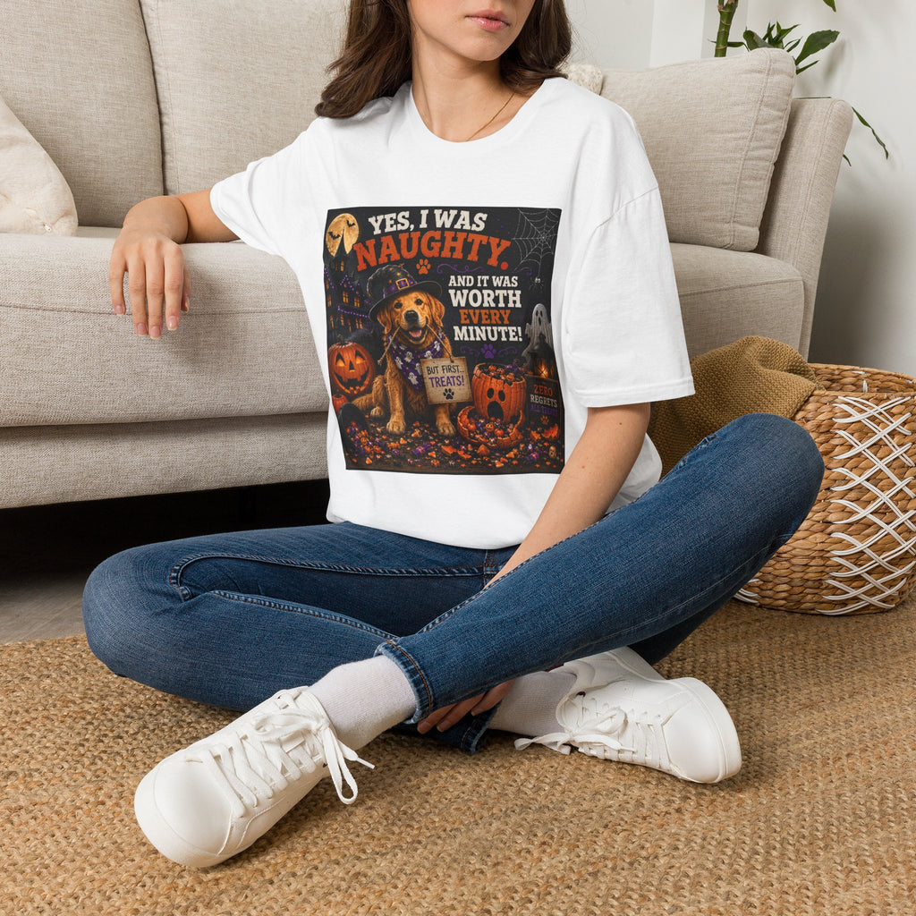 Funny Halloween Dog Shirt – Yes, I Was Naughty… And It Was Worth Every Minute! | Cute Halloween Dog T-Shirt | Fall Dog Lover Tee | Dog Mom Gift