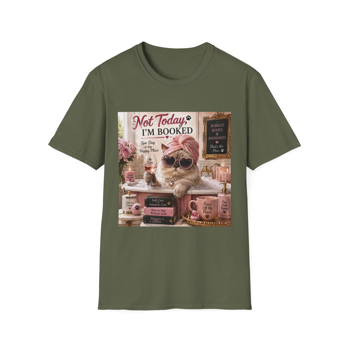 Not Today, I'm Booked | Classy Cats™ Spa Day T-Shirt | Funny Cat Lover Shirt | Self-Care Cat Tee | Cat Mom Gift | Cozy Cat Apparel