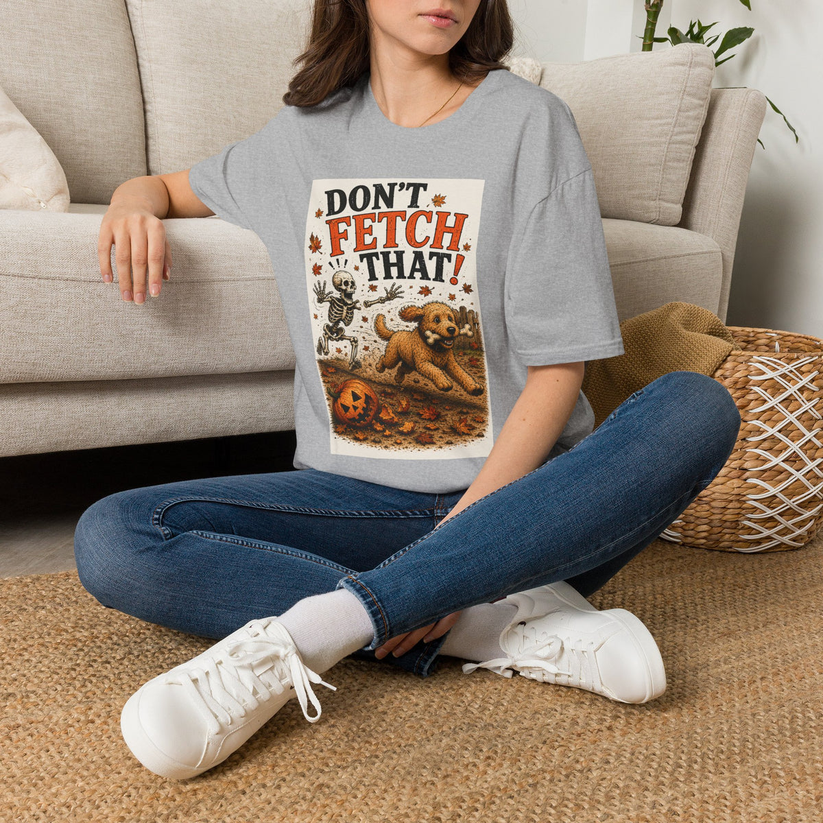 Funny Halloween Dog Shirt – Don't Fetch That! | Skeleton Dog T-Shirt | Vintage Halloween Tee | Dog Lover Gift | Fall Graphic Tee | Cute Spooky Shirt