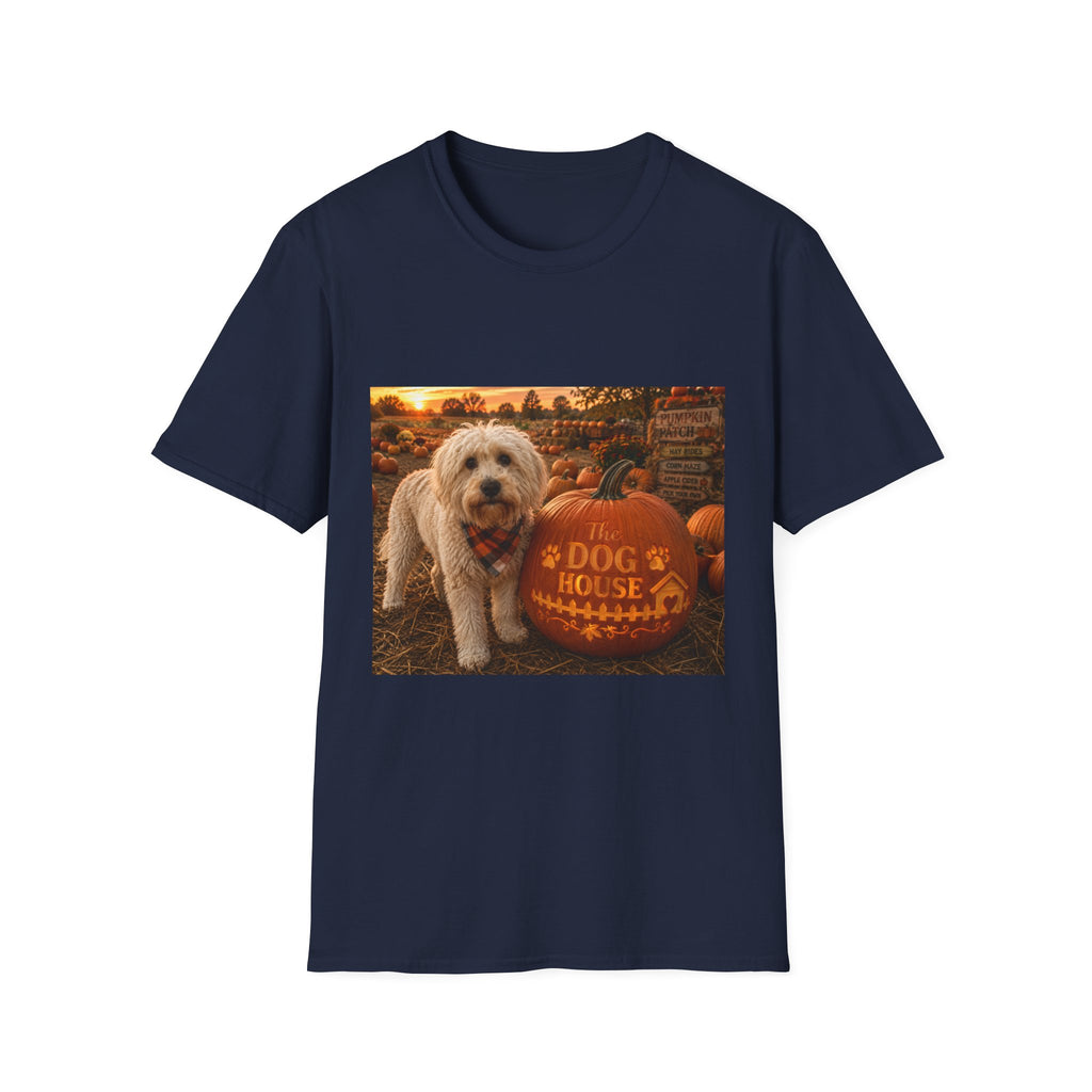 Welcome to The Dog House™ Pumpkin Patch | Maddie's Fall Pumpkin T-Shirt | Cozy Autumn Dog Lover Shirt