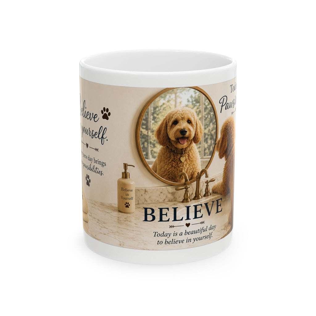 Today's Pawsibilities™ – Believe Ceramic Coffee Mug | Inspirational Dog Lover Mug | Positive Affirmation Gift
