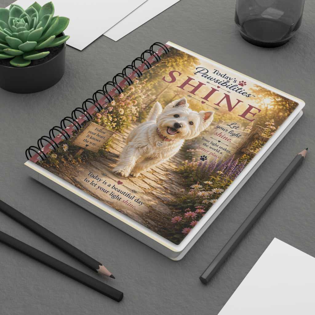 Today's Pawsibilities™ – SHINE | Inspirational Spiral Journal | Westie Dog Notebook | Guided Encouragement Journal | Dog Lover Gift