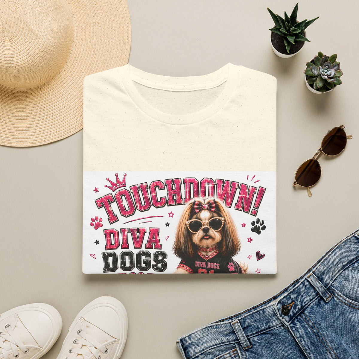 Touchdown!™ | Diva Dogs™ | Football Dog Lover T-Shirt | Glam Game Day Boutique Tee