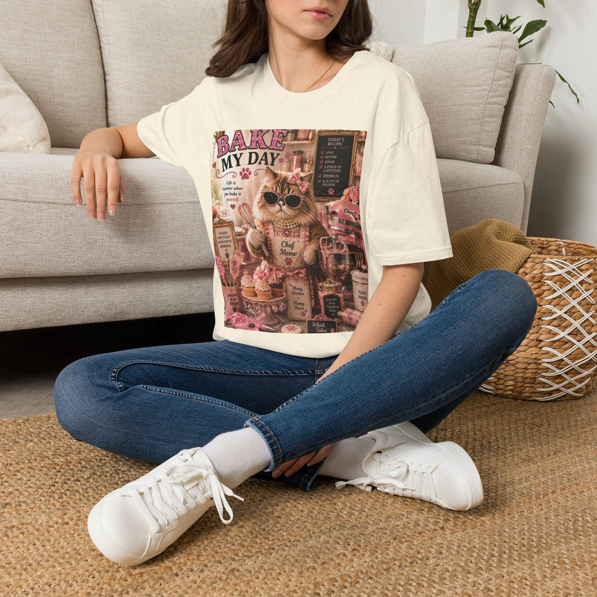 Bake My Day | Classy Cats™ T-Shirt | Funny Baking Cat Shirt | Baker Gift | Cat Mom Tee | Cupcake Lover & Kitchen Apparel
