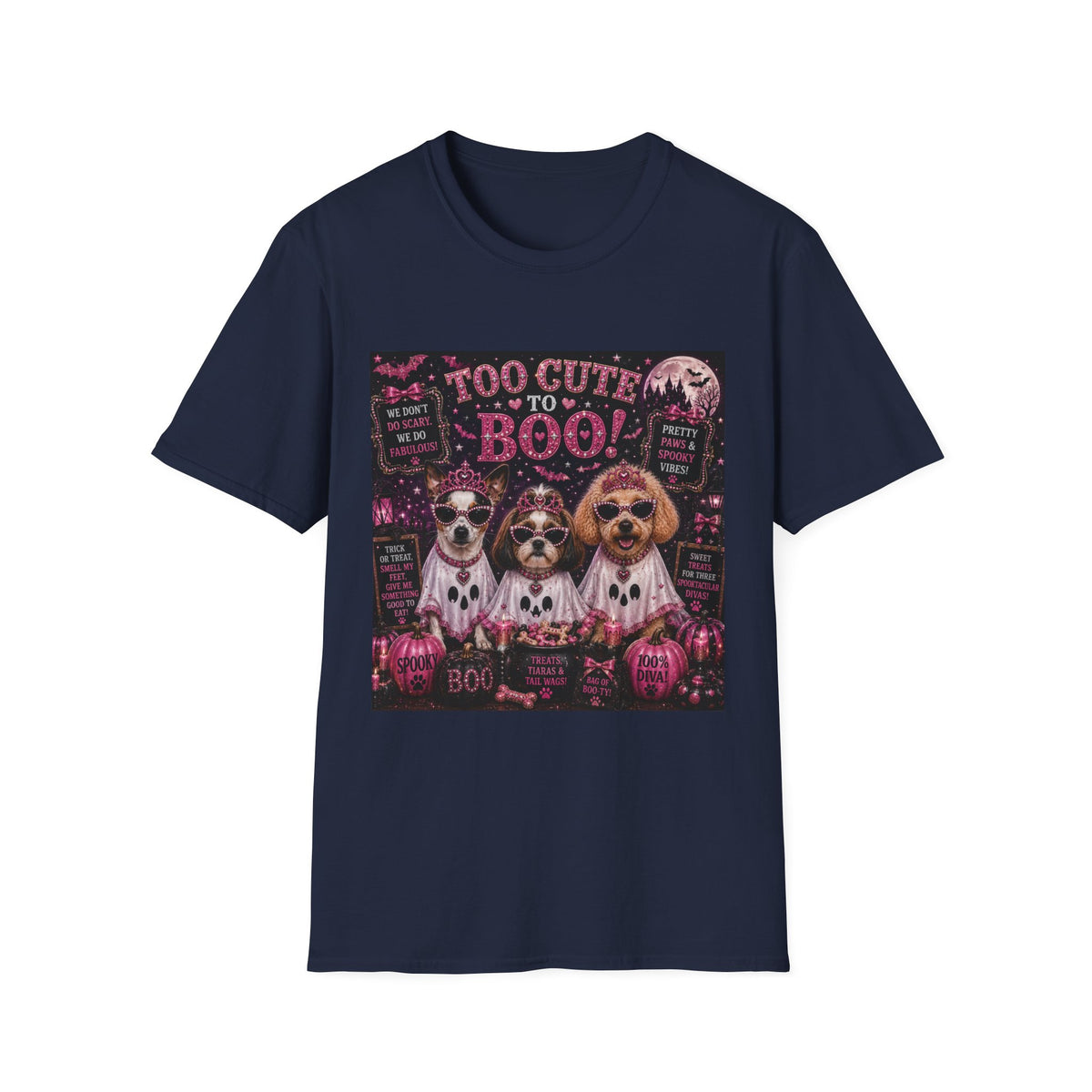 Too Cute to Boo! | Diva Dogs™ Halloween T-Shirt | Cute Ghost Dog Shirt | Funny Halloween Dog Lover Tee | Dog Mom Gift | Glam Halloween Apparel