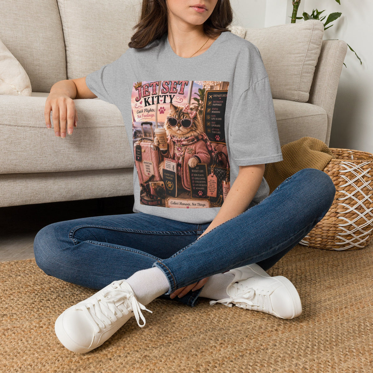 Jet Set Kitty | Classy Cats™ T-Shirt | Funny Travel Cat Shirt | Cat Mom Gift | Vacation Lover Tee | Travel Apparel