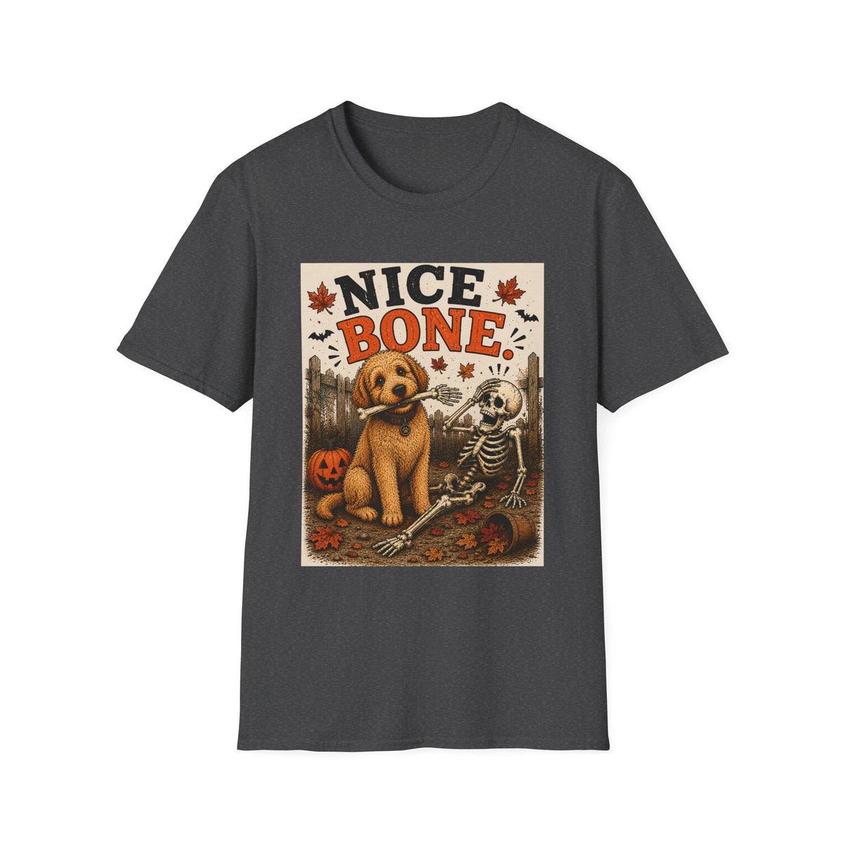 Funny Halloween Dog Shirt – Nice Bone. | Skeleton Dog T-Shirt | Vintage Halloween Tee | Dog Lover Gift | Cute Fall Graphic Tee | Funny Spooky Shirt