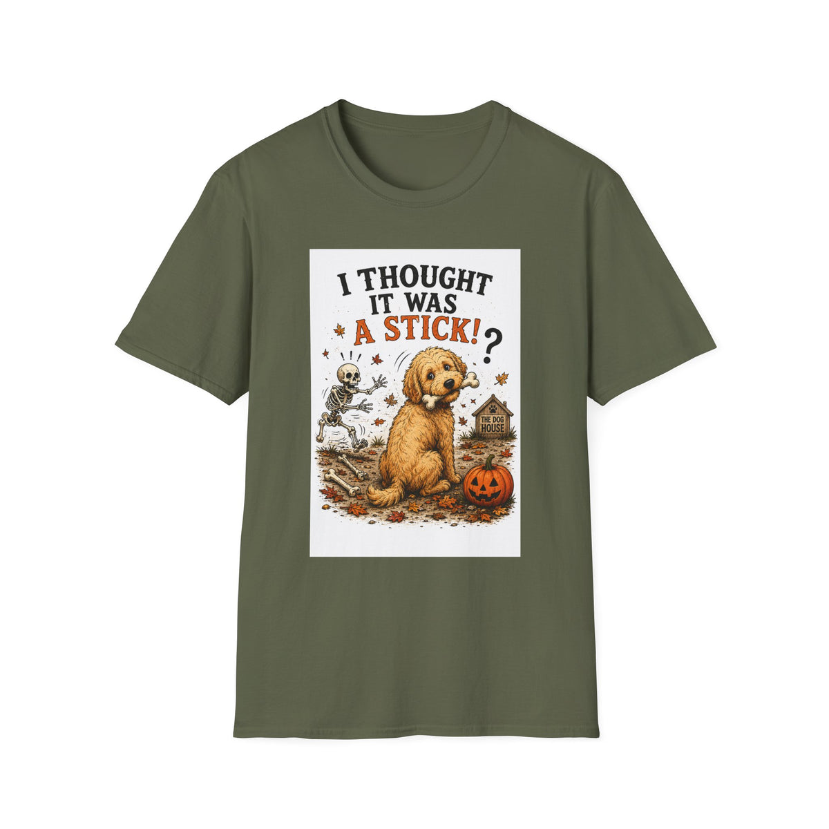 Funny Halloween Dog Shirt – I Thought It Was a Stick! | Skeleton Dog T-Shirt | Vintage Halloween Tee | Cute Dog Lover Gift | Fall Graphic Tee