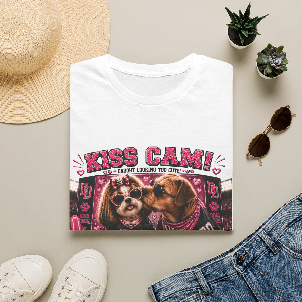 Kiss Cam!™ | Diva Dogs™ | Funny Football Dog Lover T-Shirt | Game Day Romance Collection