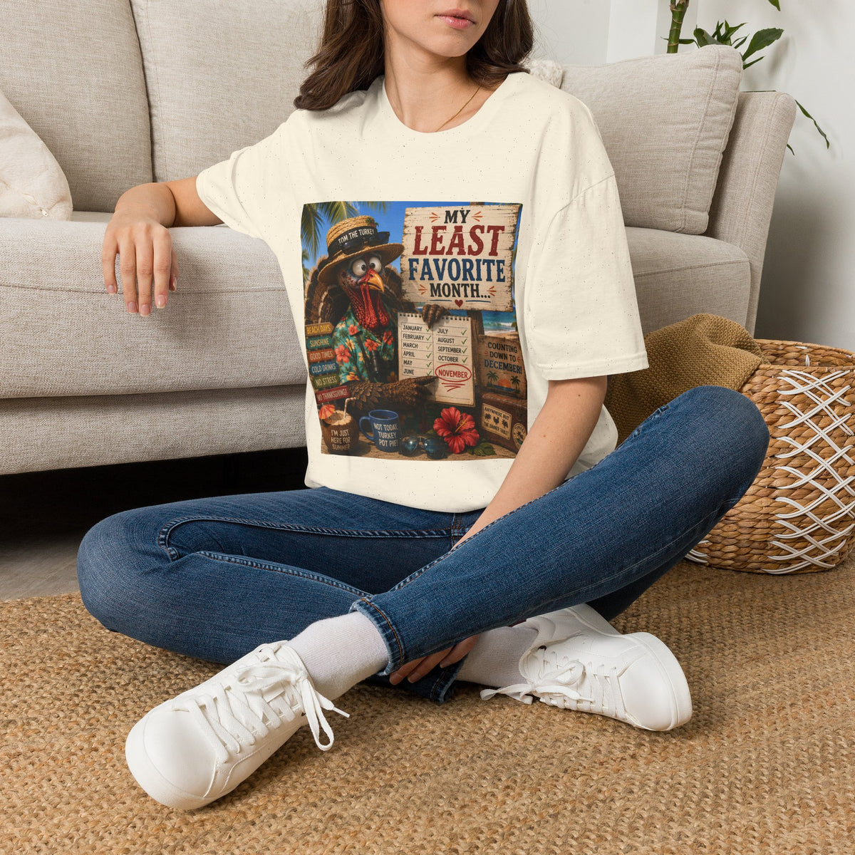 T-Shirt — "My Least Favorite Month" Humorous Turkey Thanksgiving Tee