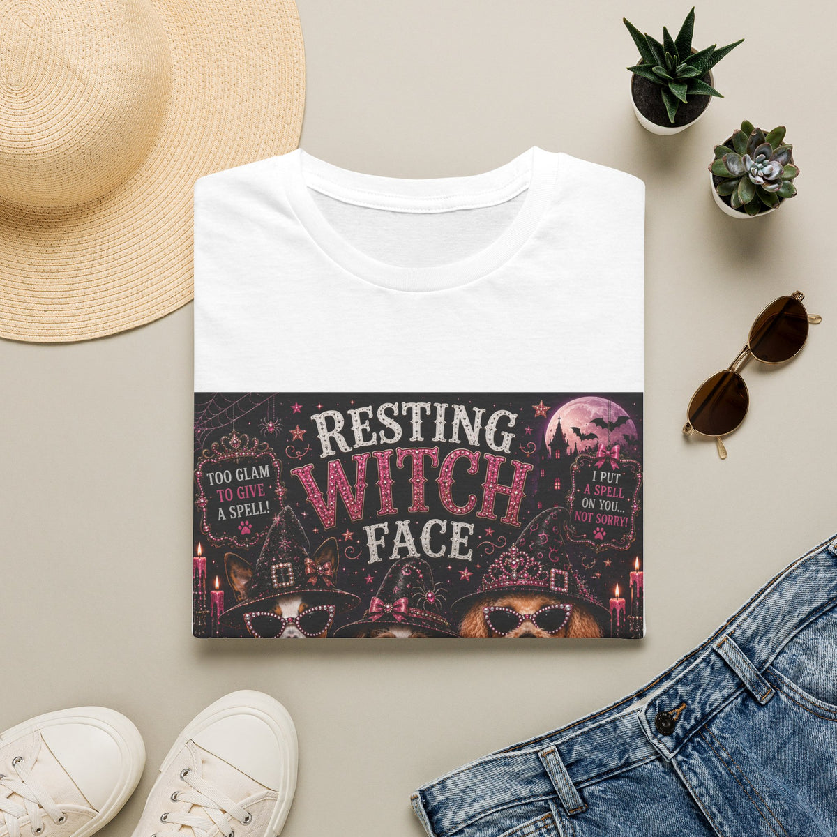 Resting Witch Face | Diva Dogs™ Halloween T-Shirt | Funny Witch Dog Shirt | Glam Halloween Dog Lover Tee | Dog Mom Gift