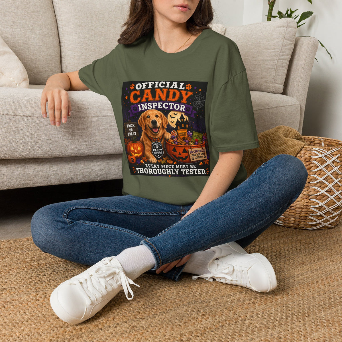 Funny Halloween Dog Shirt – Official Candy Inspector | Cute Dog Lover T-Shirt | Halloween Graphic Tee | Fall Pumpkin Shirt | Dog Mom Gift